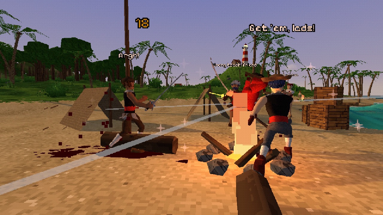 A cutlass fight with smugglers around a beach campfire